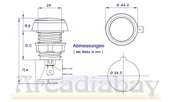 Taster rund 44mm, rot